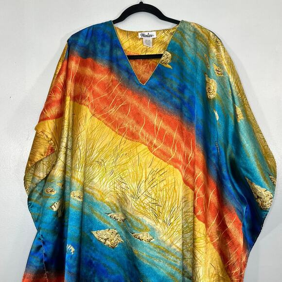 Winlar Women Tunic Dress Oversized One Size Polyester Beach Summer Ocean Satin - Picture 4 of 5